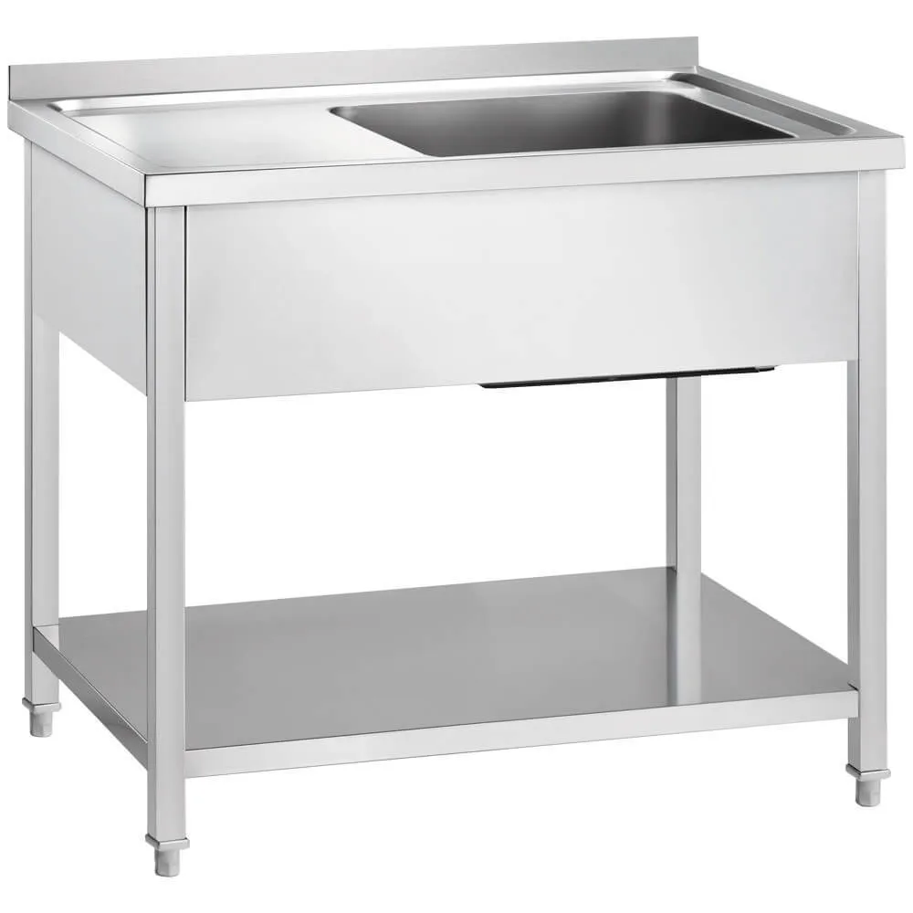 Stainless steel table with sink and shelf GREDIL 673306