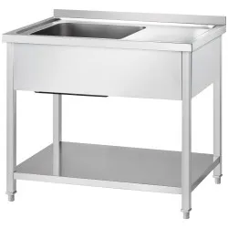 Stainless steel table with sink and shelf GREDIL 674106