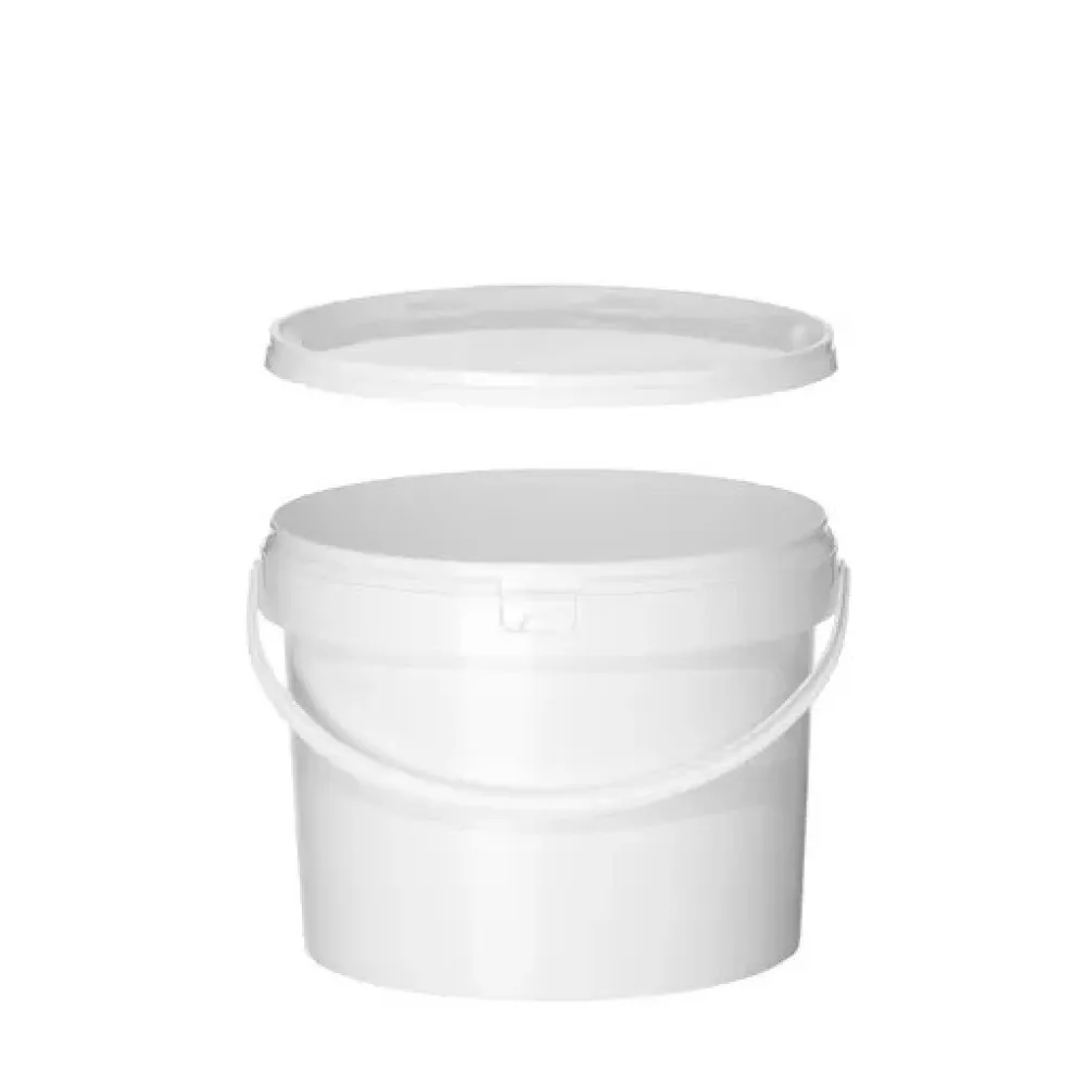 Polypropylene bucket with lid, 11.3 L, white