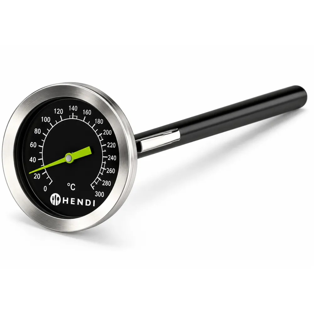 Analogue thermometer with probe, black