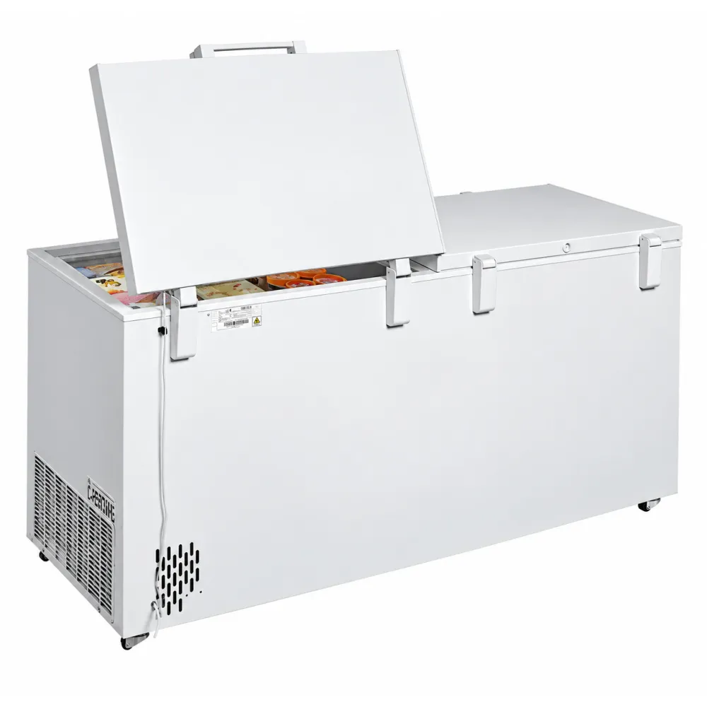 Chest freezer with two-piece lid, 565 L