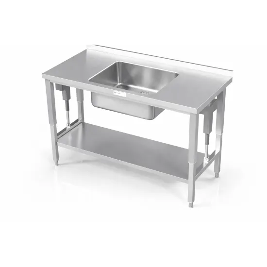 Metal Table with Adjustable Surface and Sink