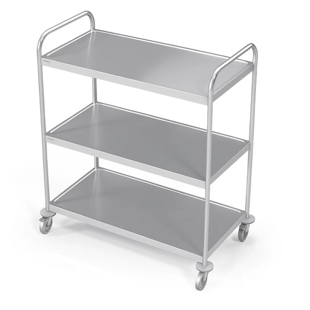 Stainless steel food transport trolley, 3 shelves Novameta BHS-VTS3-85-55-93