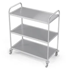 Stainless steel food transport trolley, 3 shelves Novameta BHS-VTS3-85-55-93
