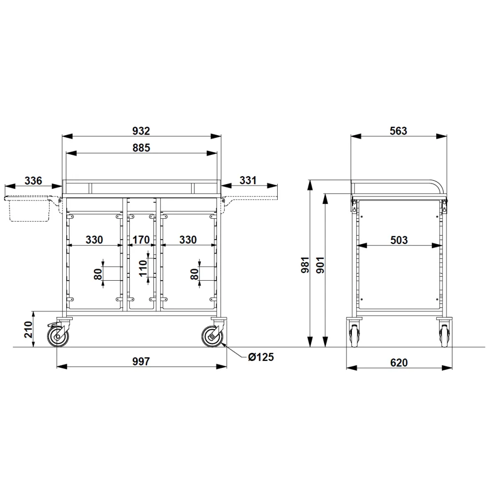 Serving and retail trolley ROCAM 042INCARE/B