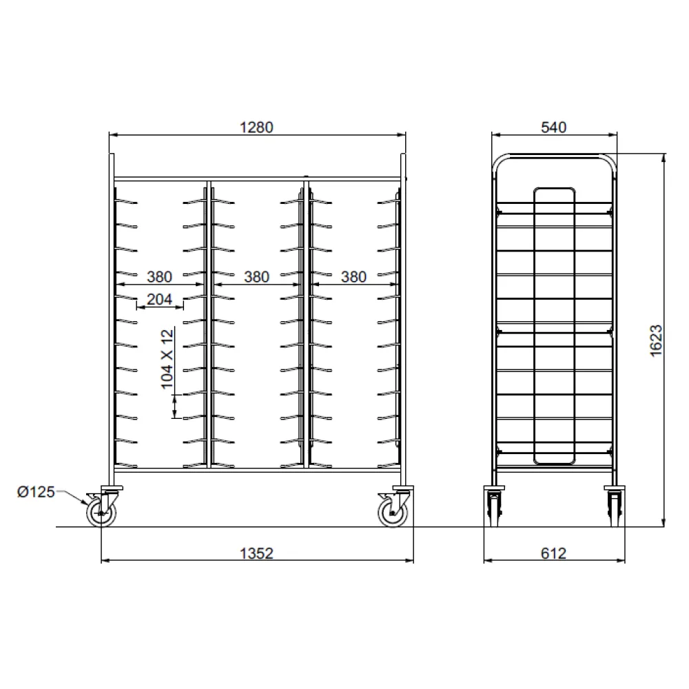 GN 1/1 pan trolley ROCAM 03900TRAY36