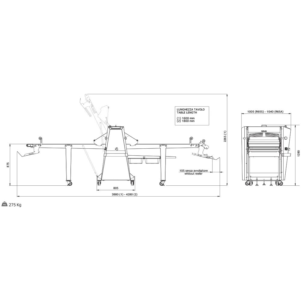 Dough sheeter ROLLMATIC R65AX-T/14
