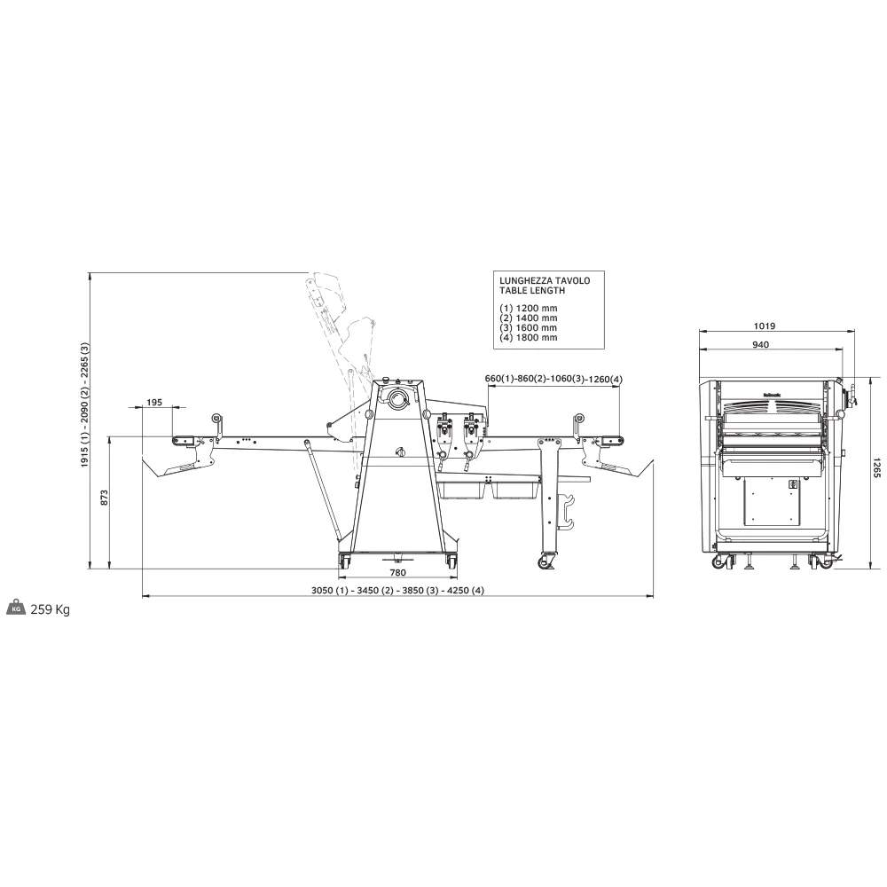 Dough sheeter ROLLMATIC R65/12