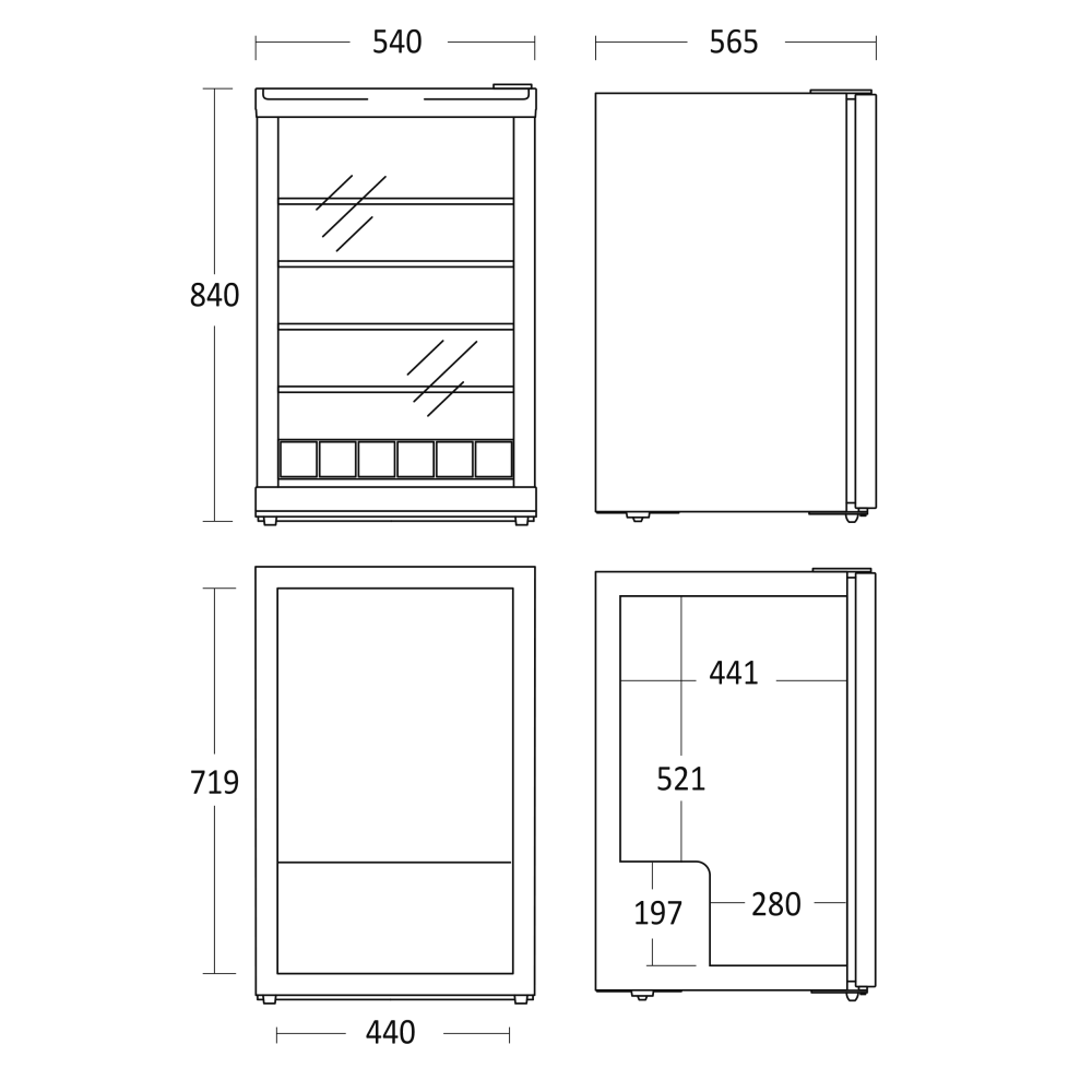 Small bar refrigerator SCANDOMESTIC 35013310000HighCubeGDE