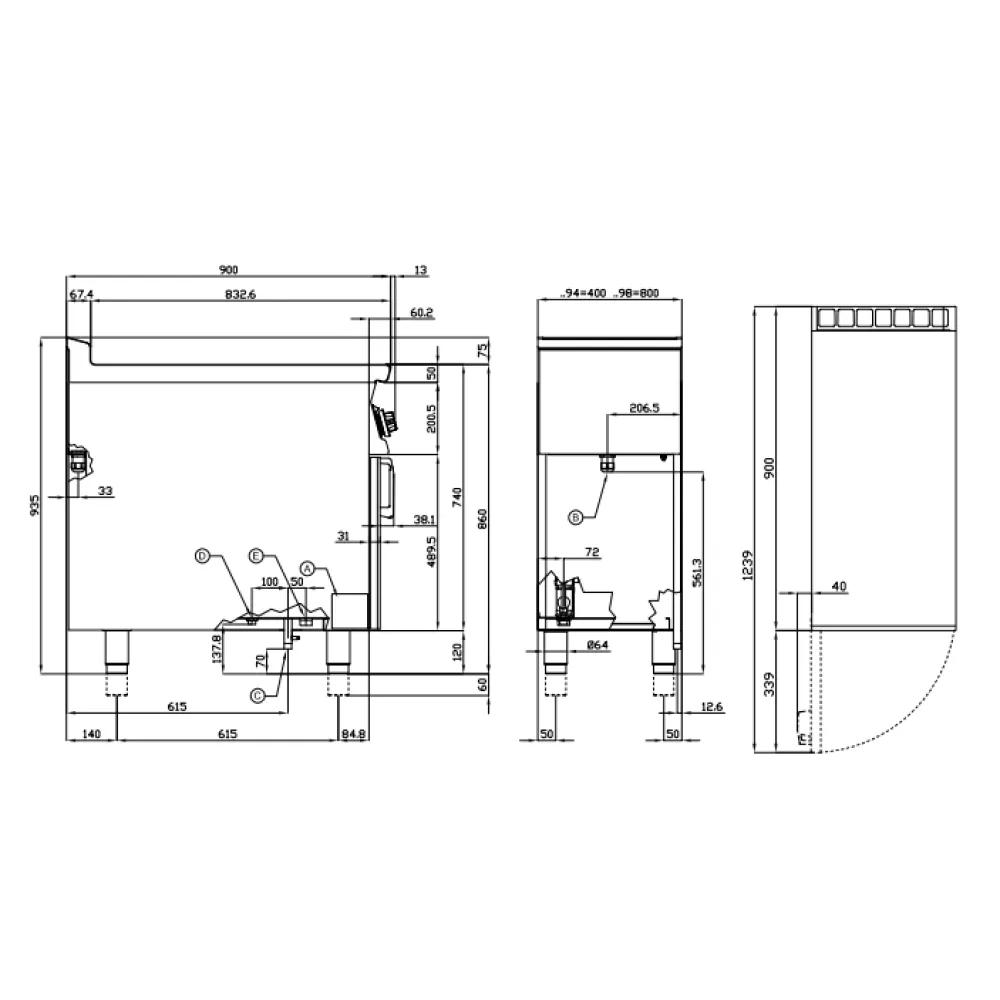 Hot bain-marie with neutral cabinet LOTUS 09050410