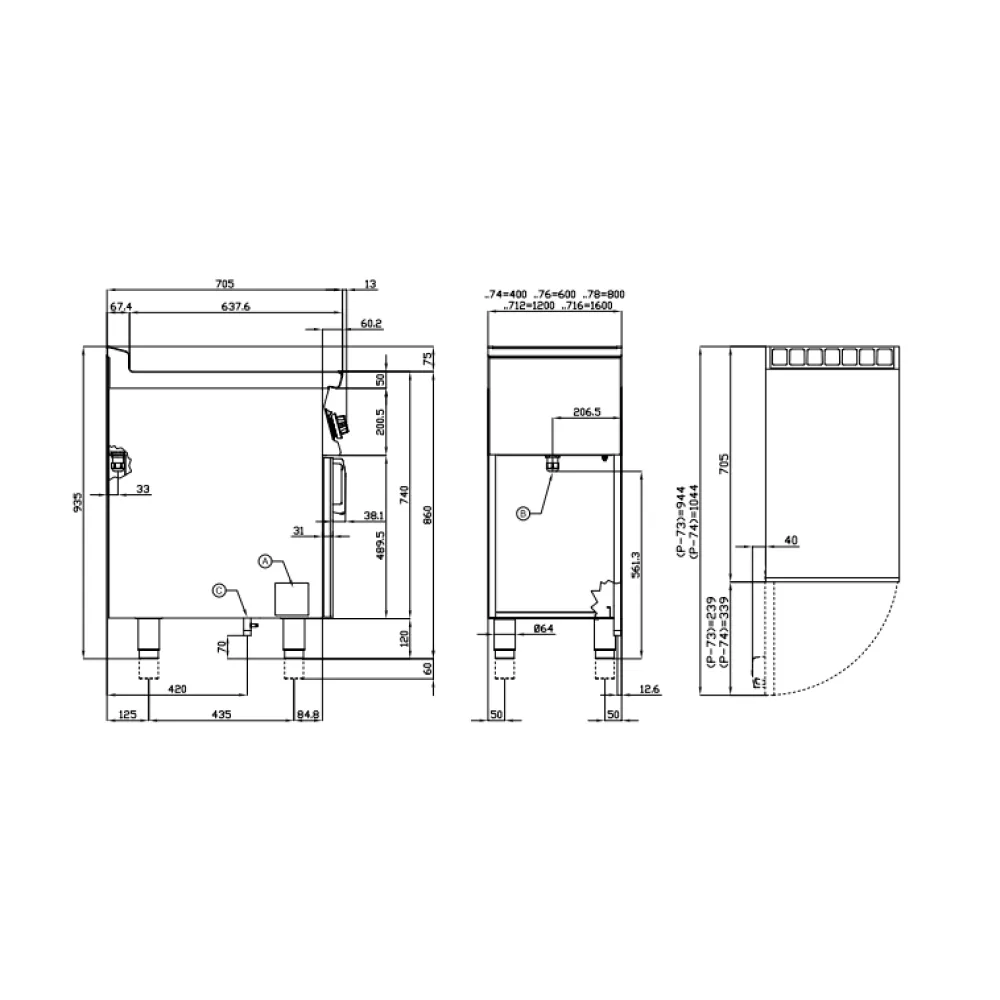 Gas hob with stand or neutral cabinet LOTUS 08210450