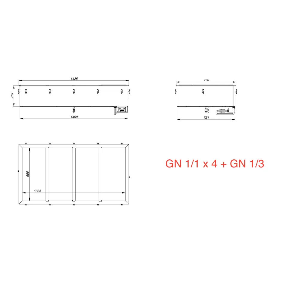 Hot drop-in bain-marie BHS-HoReCa GNX4X13